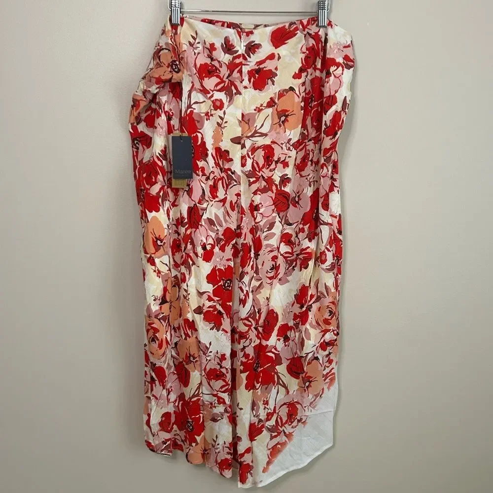 Nordstrom Maree Pour Toi Floral High Low Midi Skirt Size 20